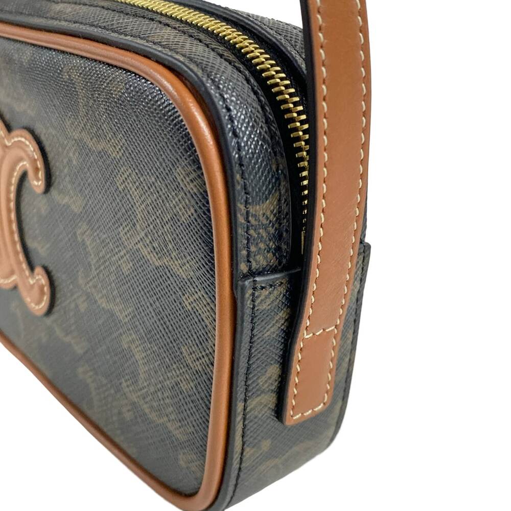 Celine Cuir Trionf mini camera Shoulder Bag 10J582EGP.04LU Black Brown Triomphe - Picture 14 of 15